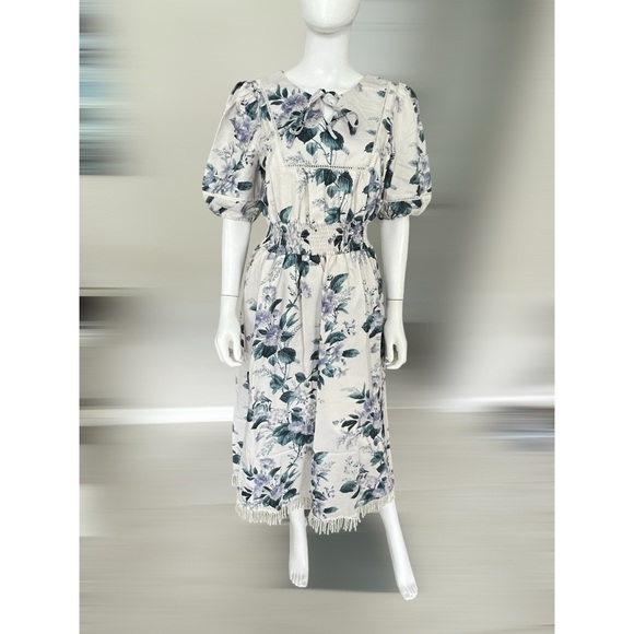 Beautiful floral print detailed midi dress S M L - Picture 5 of 8